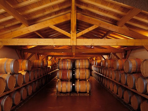 Chateau Cadillac wine in barrels